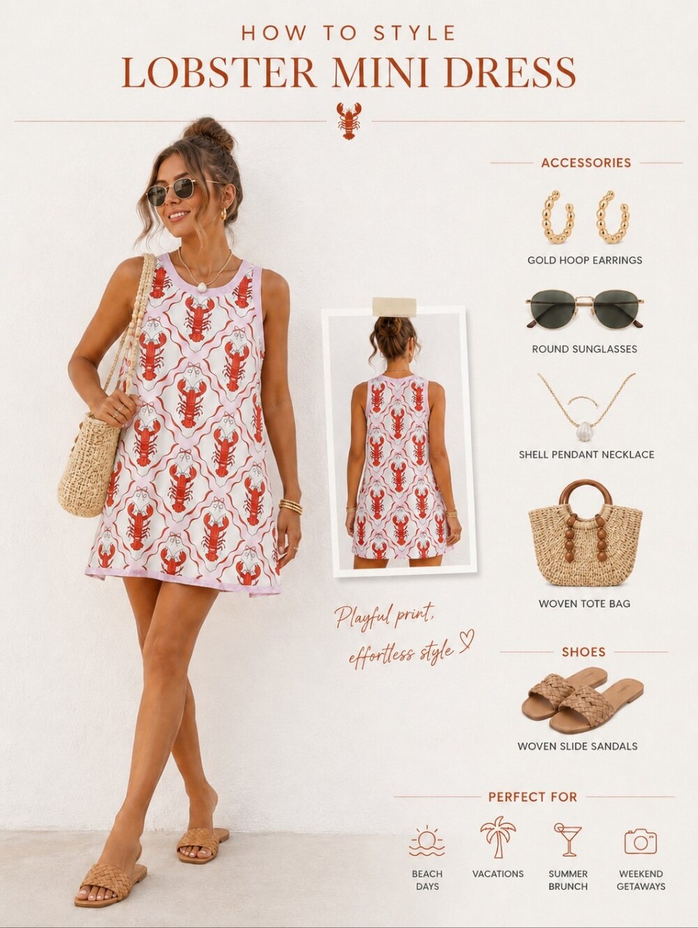 ROSA CLOTHING SLEEVELESS LOBSTER PRINT FLARE MINI DRESS SIZE SMALL LIKE NEW